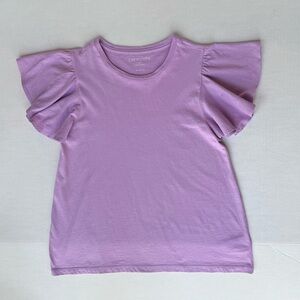 J Crew Crewcuts Girls Size XL (12-14) Re-Imagined Lavender Ruffle Sleeve Tee